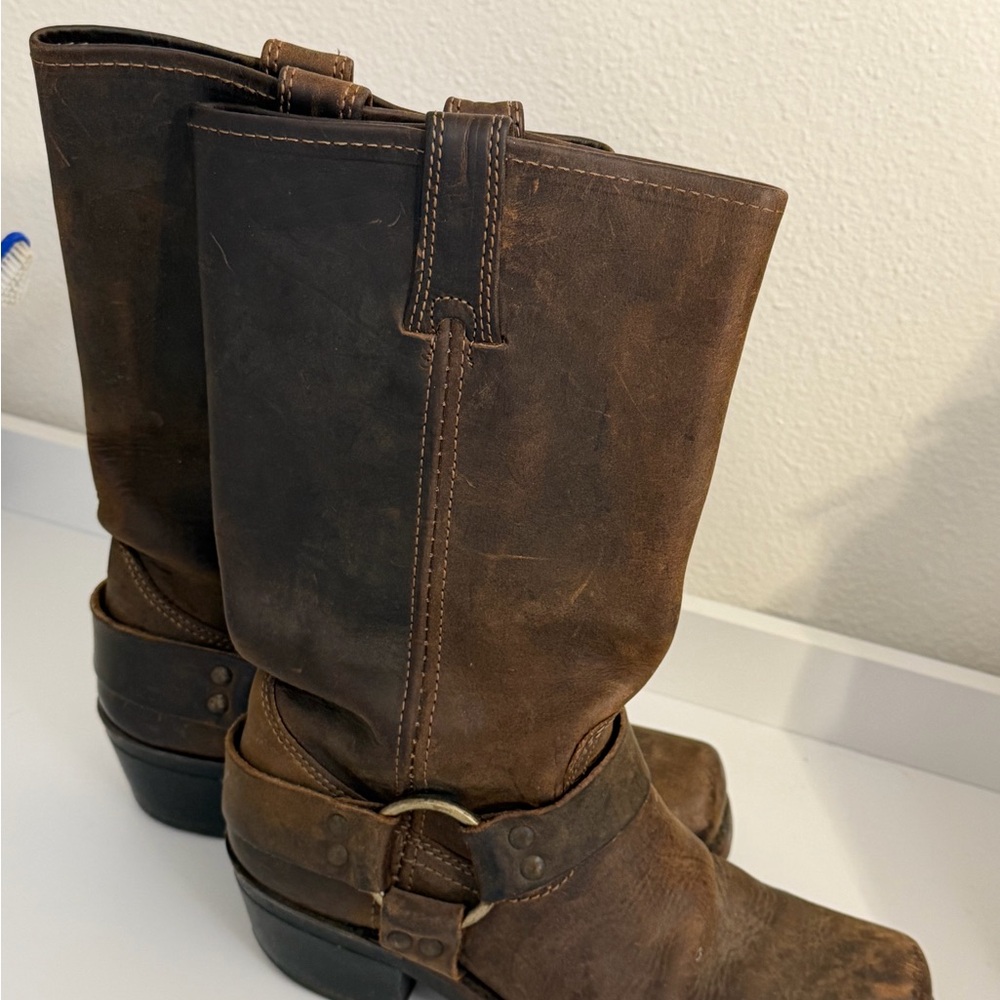 Frye Dark Brown Leather Harness Boots - Picture 2 of 2
